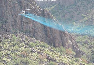 helicopter with boom sprayer
