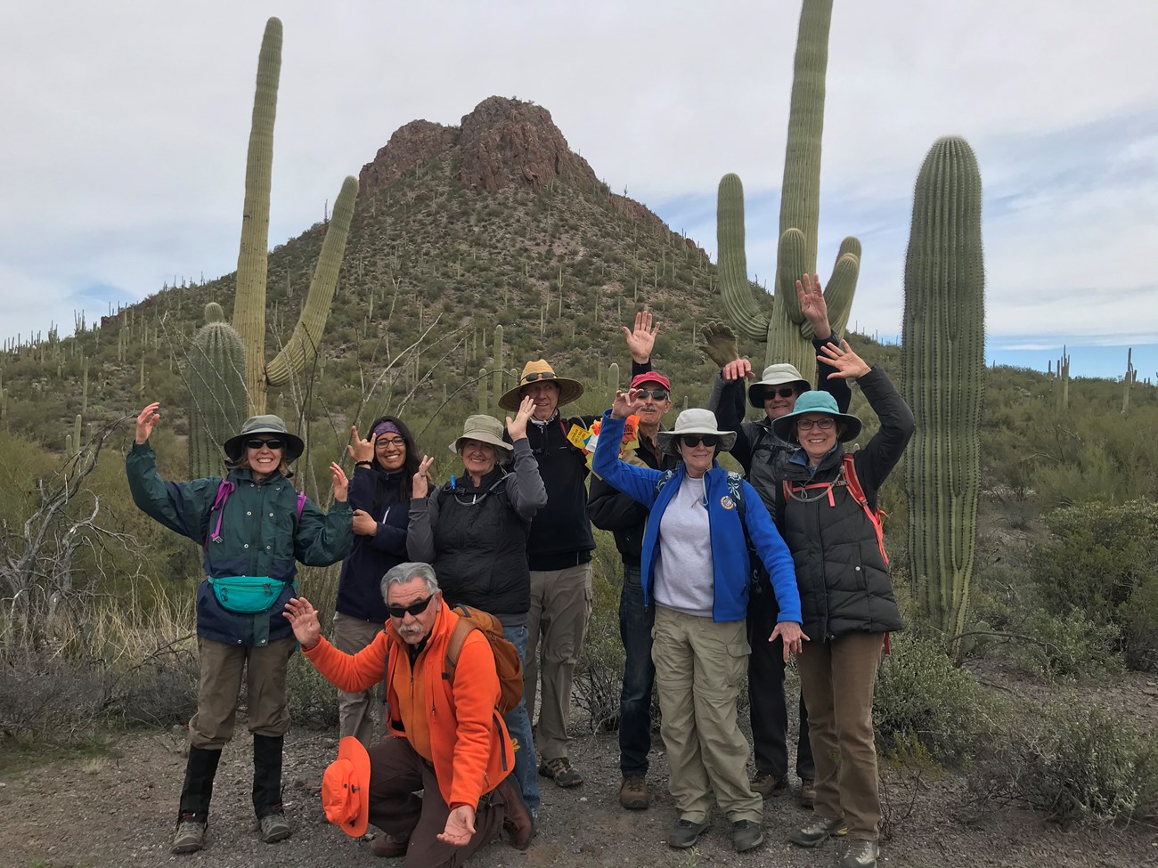Individual Volunteers group photo saguaro pose