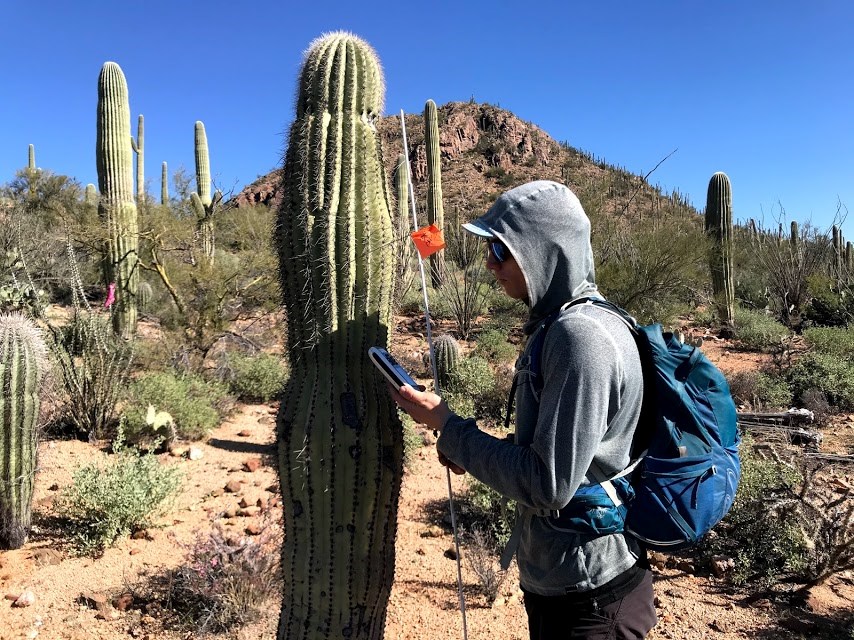 Volunteer uses GPS to collect data