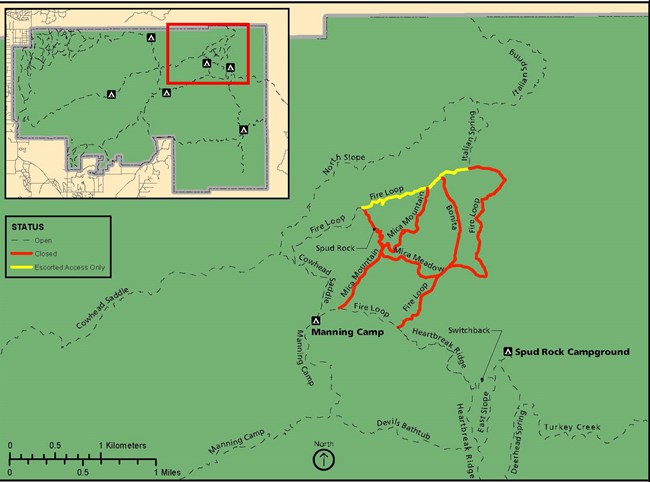 Map of trails to be closed during the Mica prescribed fire Map of trails to be closed during the Mica prescribed fire
