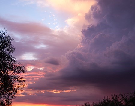 A picture of a lightning strike during a monsoon event