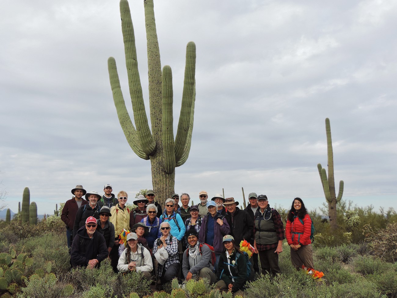 Tucson mountain hiking group group photo.