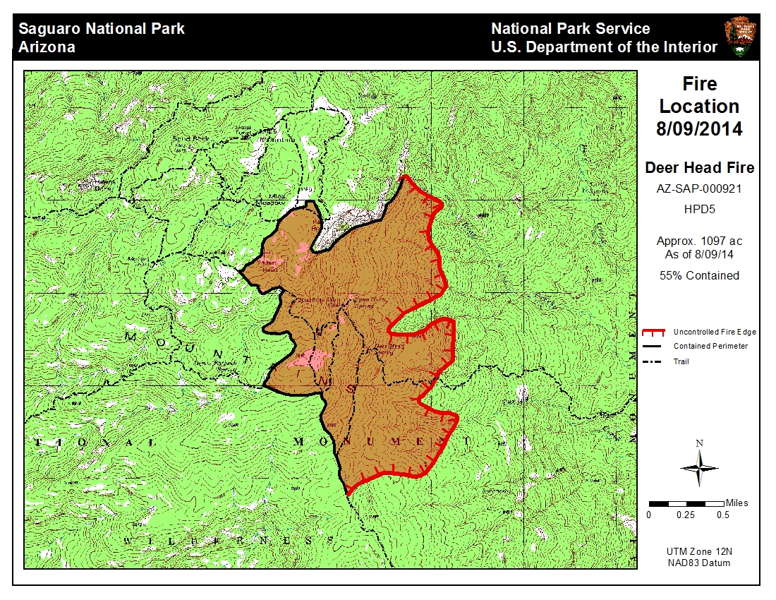 Deer Head Fire 55% contained