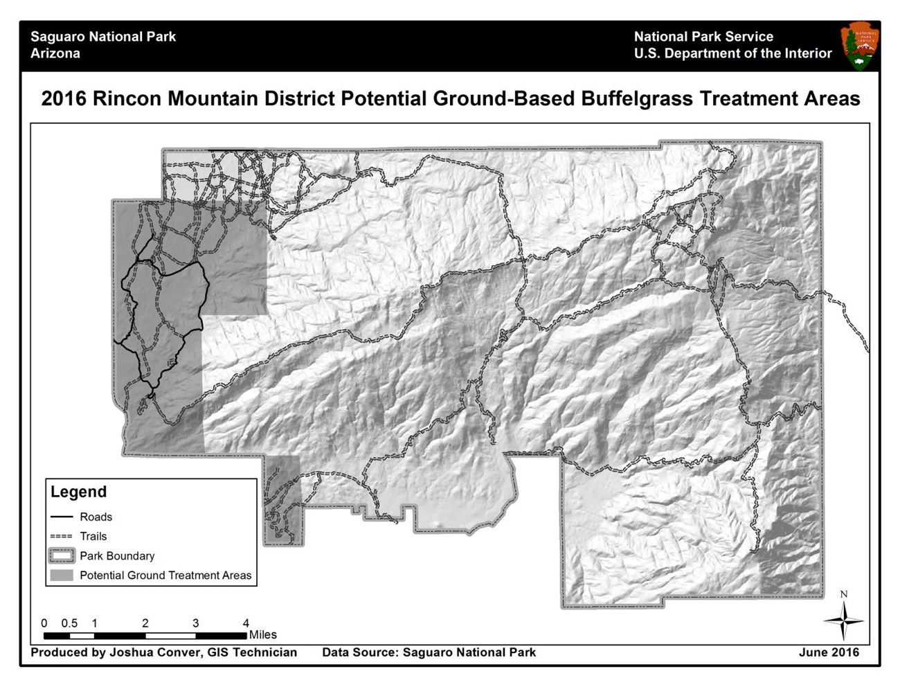 2016 Rincon Mountain District Potential Ground-Based Buffelgrass Treatment Areas