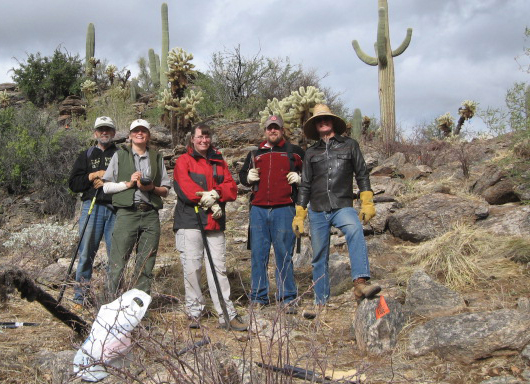 volunteer group shot on rainy day