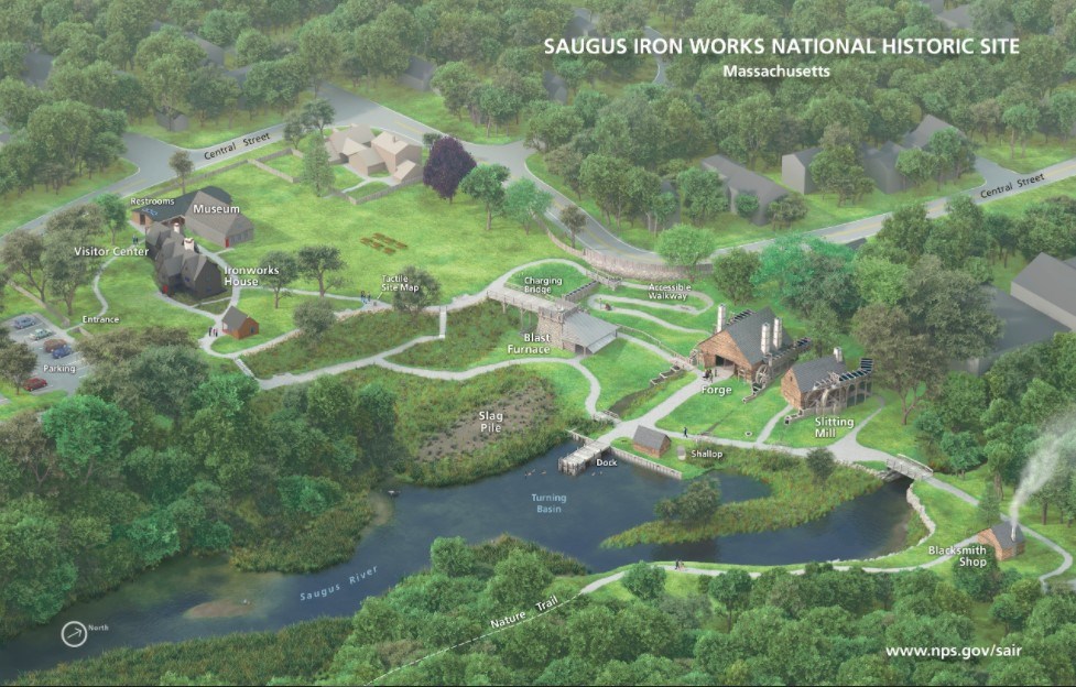 map of buildings and grounds of Saugus Iron Works