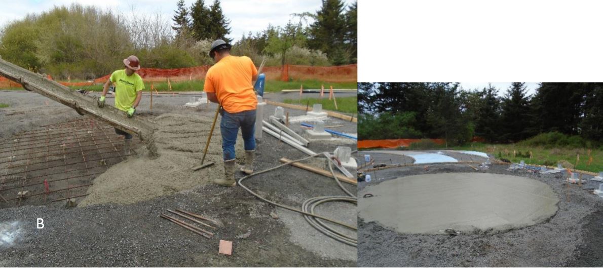 Pig Plaza Concrete being poured for installation of brass pig