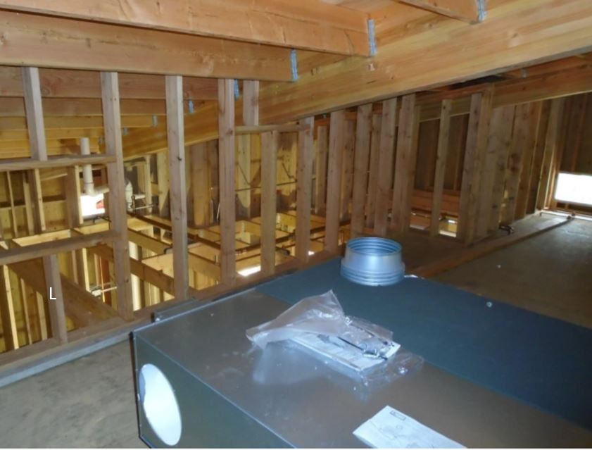 View from mezzanine level showing HVAC ready for installation