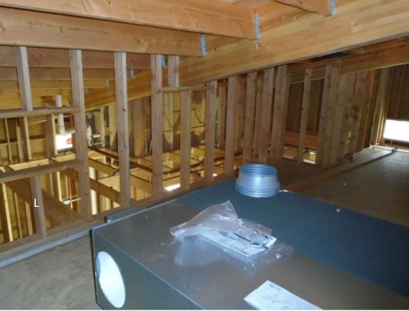 Mechanical mezzanine level and HVAC View from mezzanine level showing HVAC ready for installation