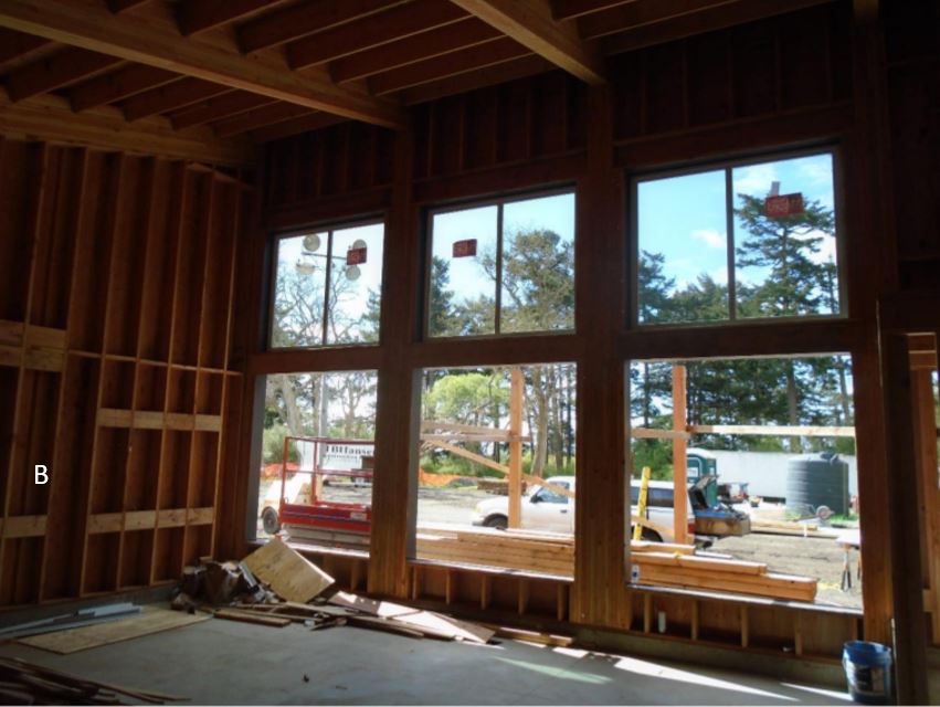 Clerestory window installation Interior view of clerestory window installation