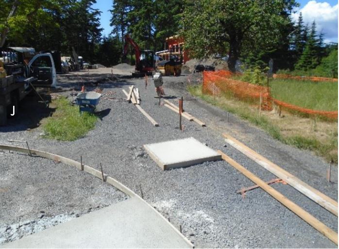 Sidewalk framing for concrete Worker framing for concrete sidewalks