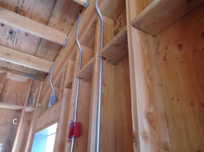 Installed electrical conduit in walls