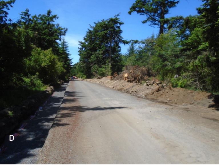 Utility trench being covered prior to paving