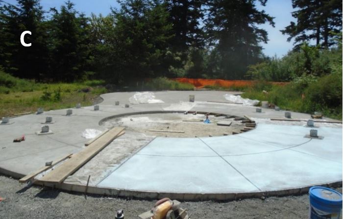 Completed concrete at interpretive plaza A view of the interpretive plaza with all concrete complete