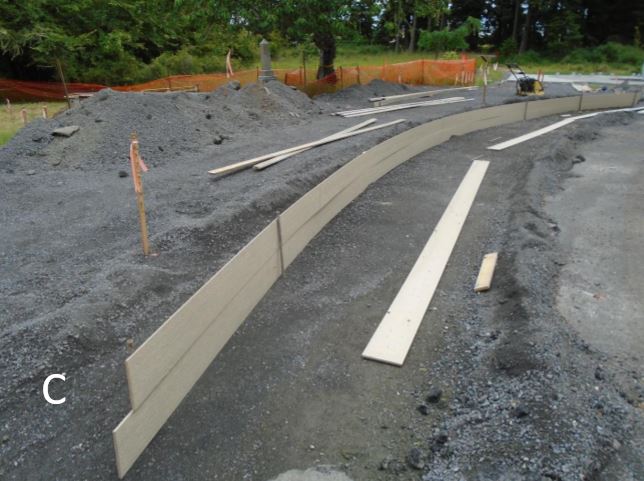 Concrete forms in place for walkway to interpretive plaza