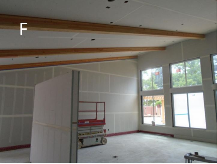Sheetrock work in main display space completed Sheetrock work in the main display area has been completed