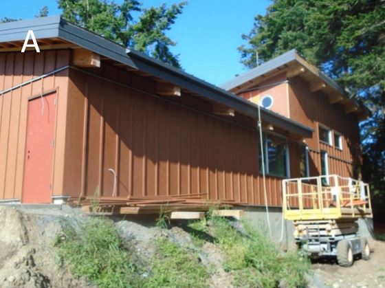 Board and batten are being installed in preparation for siding