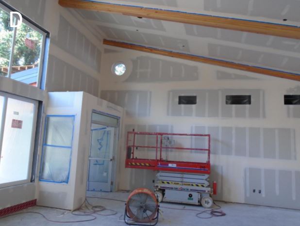 Dry wall finishing continues Dry wall finishing continues