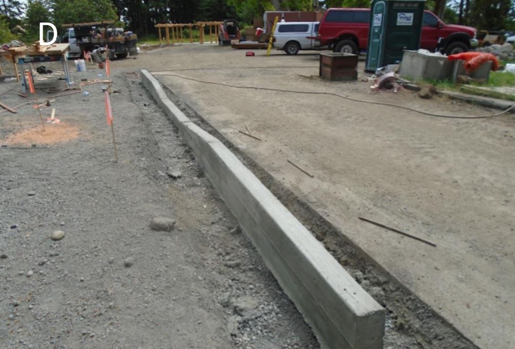 Concrete curb with forms removed