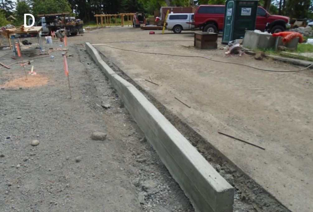 Concrete curb finished Concrete curb with forms removed