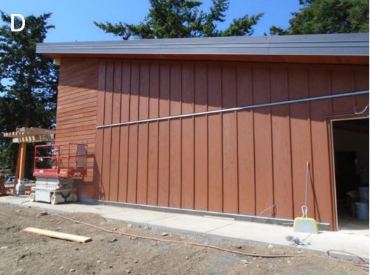 Siding install on south side of building Installation of siding on south side
