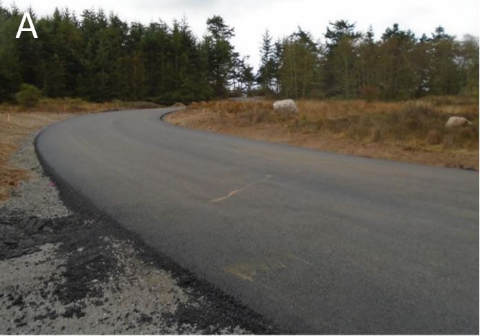 Asphalted entrance road New asphalted entrance road looking into the site