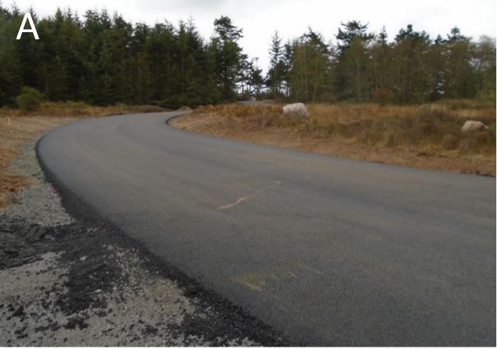 New asphalted entrance road looking into the site