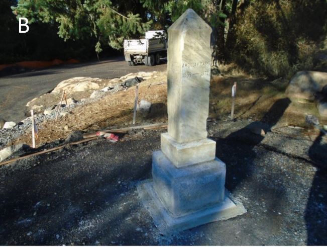 Commemorative obelisk has been reset