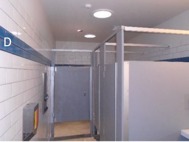 Bathrooms have been completed with installation of partitions