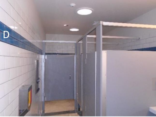 Bathrooms are completed Bathrooms have been completed with installation of partitions
