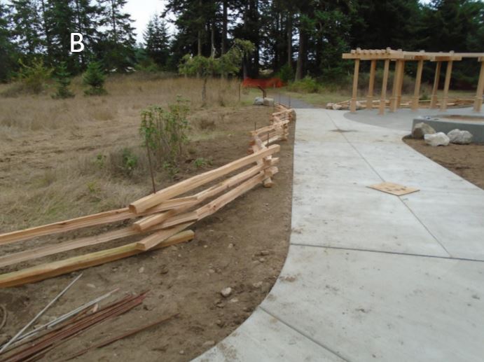 Split rail fencing Slit rail fencing along ecology path