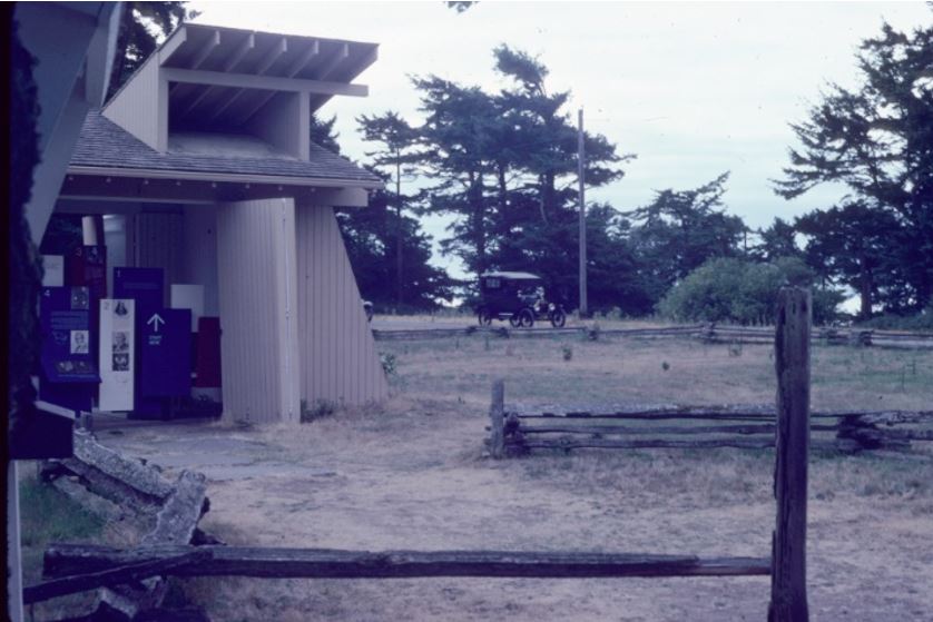 Interpretive Shelter Circa 1976 Black and white photo of original interpretive shelter