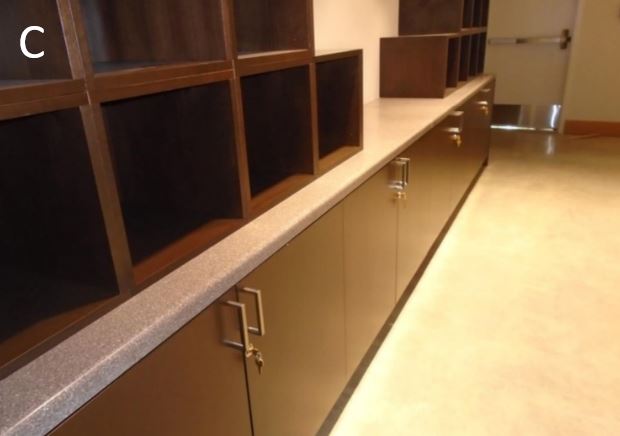 Bookstore cabinets Bookstore cabinets are all now in place