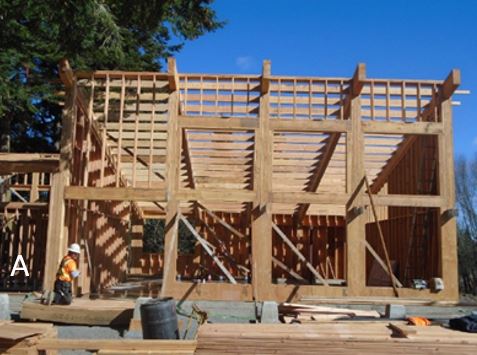 Front elevation of structure showing roof framing