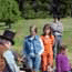 Ron Garner instructs children on spoke shaving horse