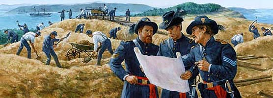 Artist's depiction of redoubt under construction.