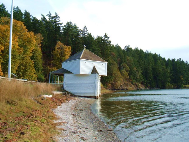 The English Camp Blockhouse from the Beach