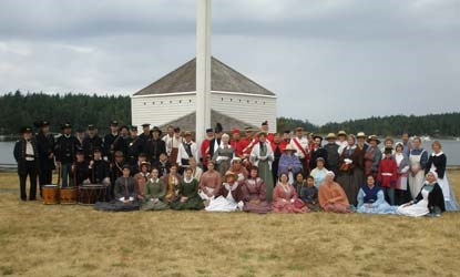 The Encampment 2008 living history contingent proudly aligns for the annual photograph. As many as 150 re-enactors  attend the event each year.