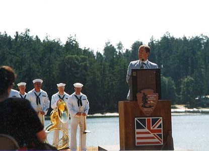 British Counsel Mike Upton gives the keynote address in August 1998. British Counsel Mike Upton gives the keynote address in August 1998.
