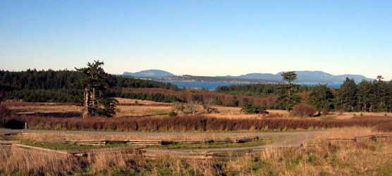 The Redoubt Road offers a spectacular view of Mt. Constitution and Turtleback on Orcas Island.