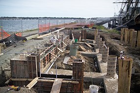 Construction on the foundation of Pedrick Store House