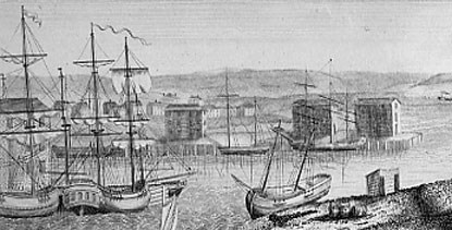 an engraved depiction of Derby Wharf in 1797 an engraved depiction of Derby Wharf in 1797