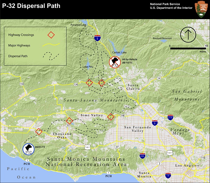 Map of P32's Dispersal Path Map of P32's Dispersal Path