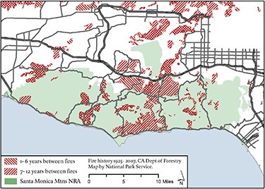 6 and 12 year fire intervals for the Santa Monica Mountains