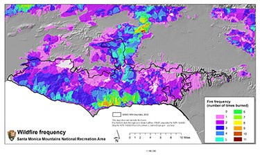 Wildfire frequency map for Santa Monica Mountains National Recreation Area