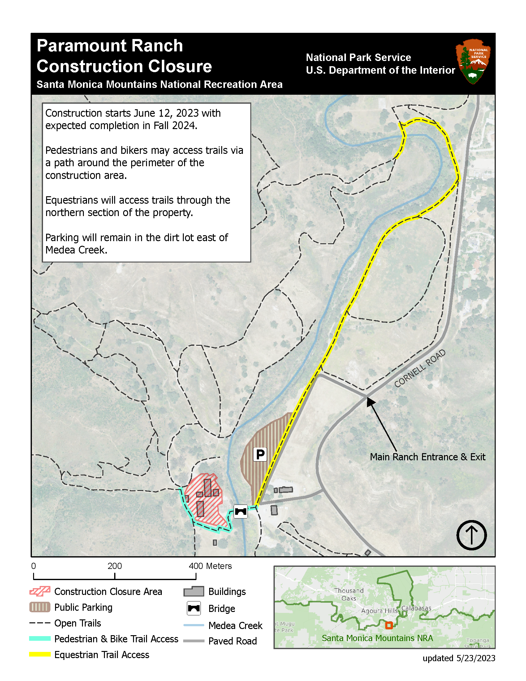 Paramount closure map_may2023 Map of the Paramount Ranch closure