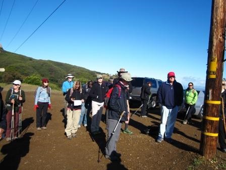 Hikers prepare to start the 6th segment of the Backbone Trail off of Stunt Road.
