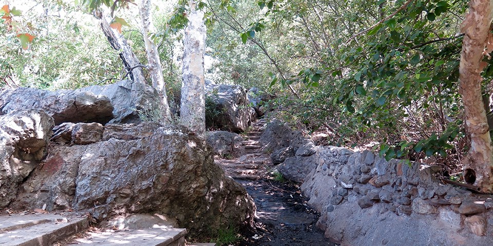 Solstice Canyon trail to the waterfall.