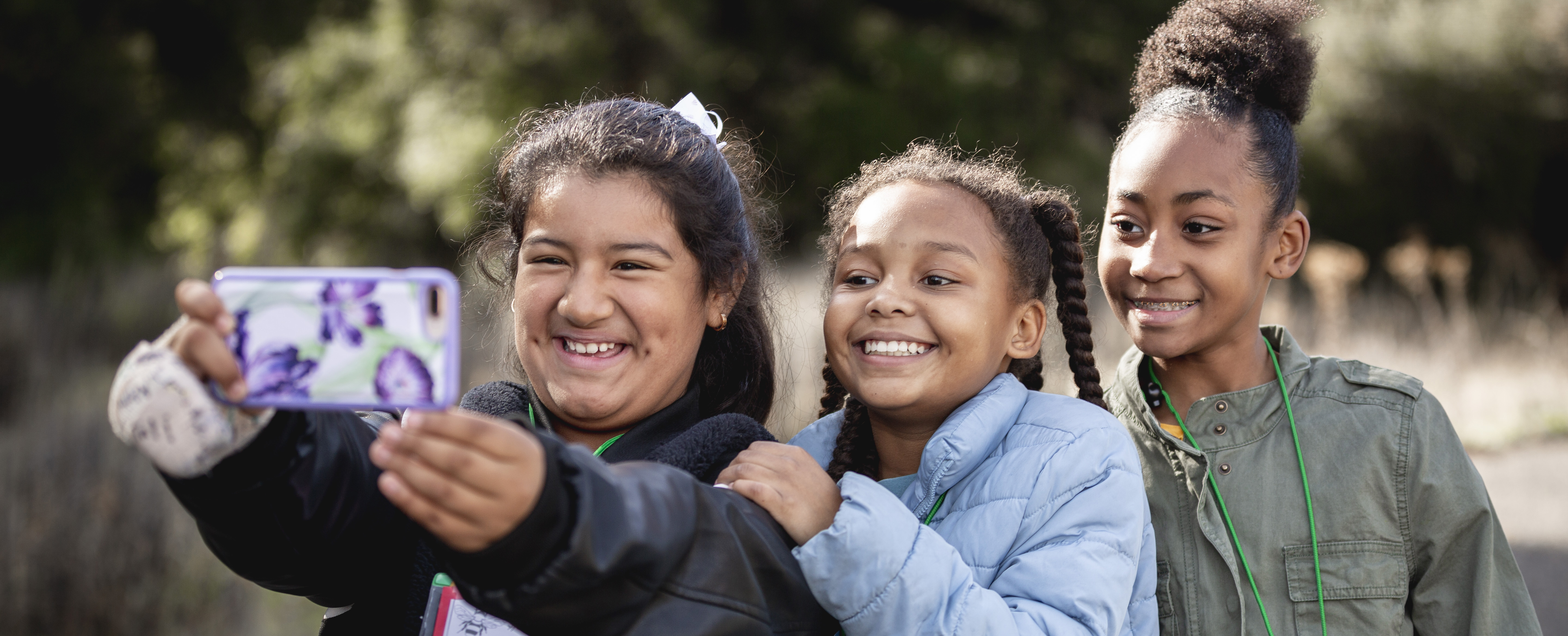 Students take a selfie.