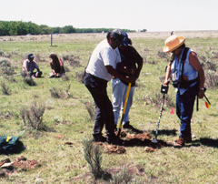 Members of the 1999 Sand Creek Massacre Project Team doing archeological fieldwork Members of the 1999 Sand Creek Massacre Project Team doing archeological fieldwork